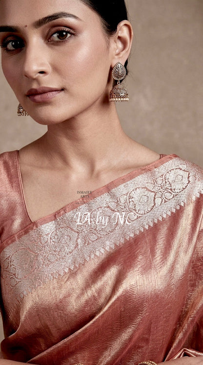 Burgundy Banarasi Pure Tissue Silk Saree