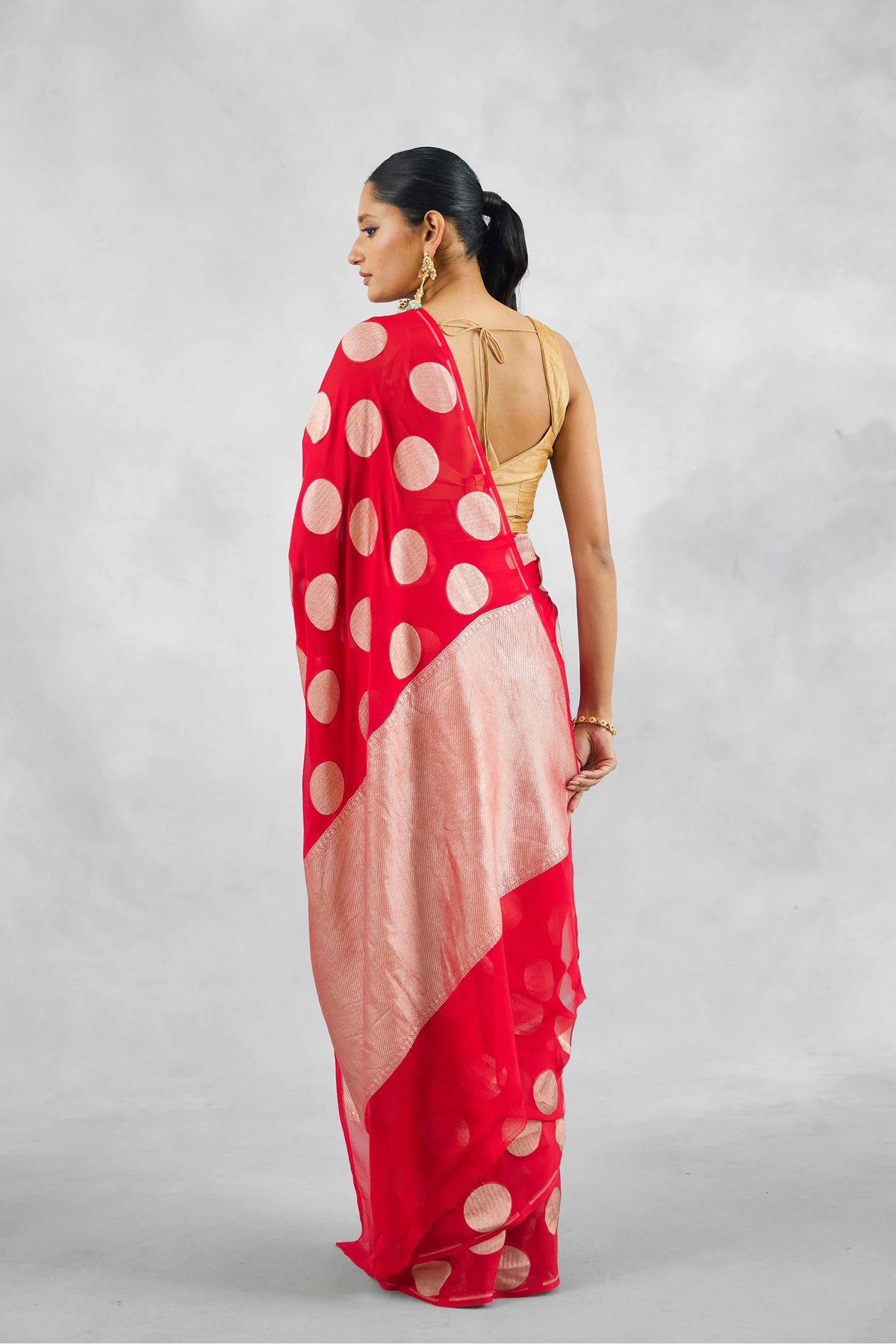 Crimson Banarasi Pure Khaddi Georgette Saree