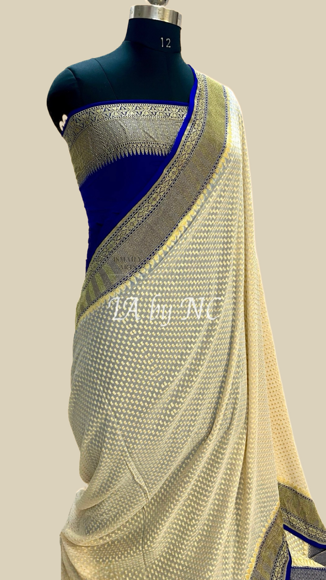 Offwhite Banarasi Pure Khaddi Georgette Saree
