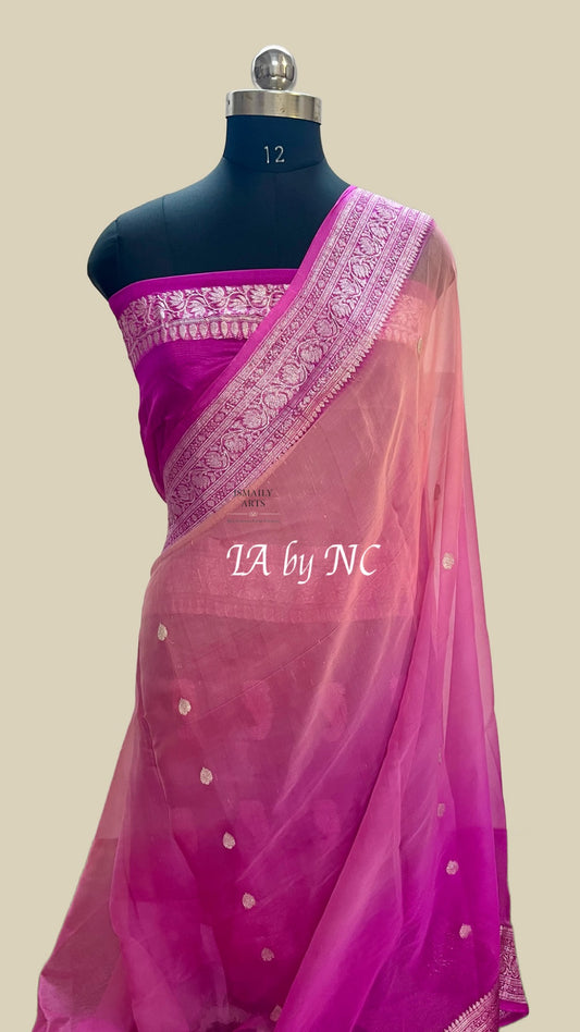 Rani Banarasi Pure Khaddi Georgette Kadwa Saree