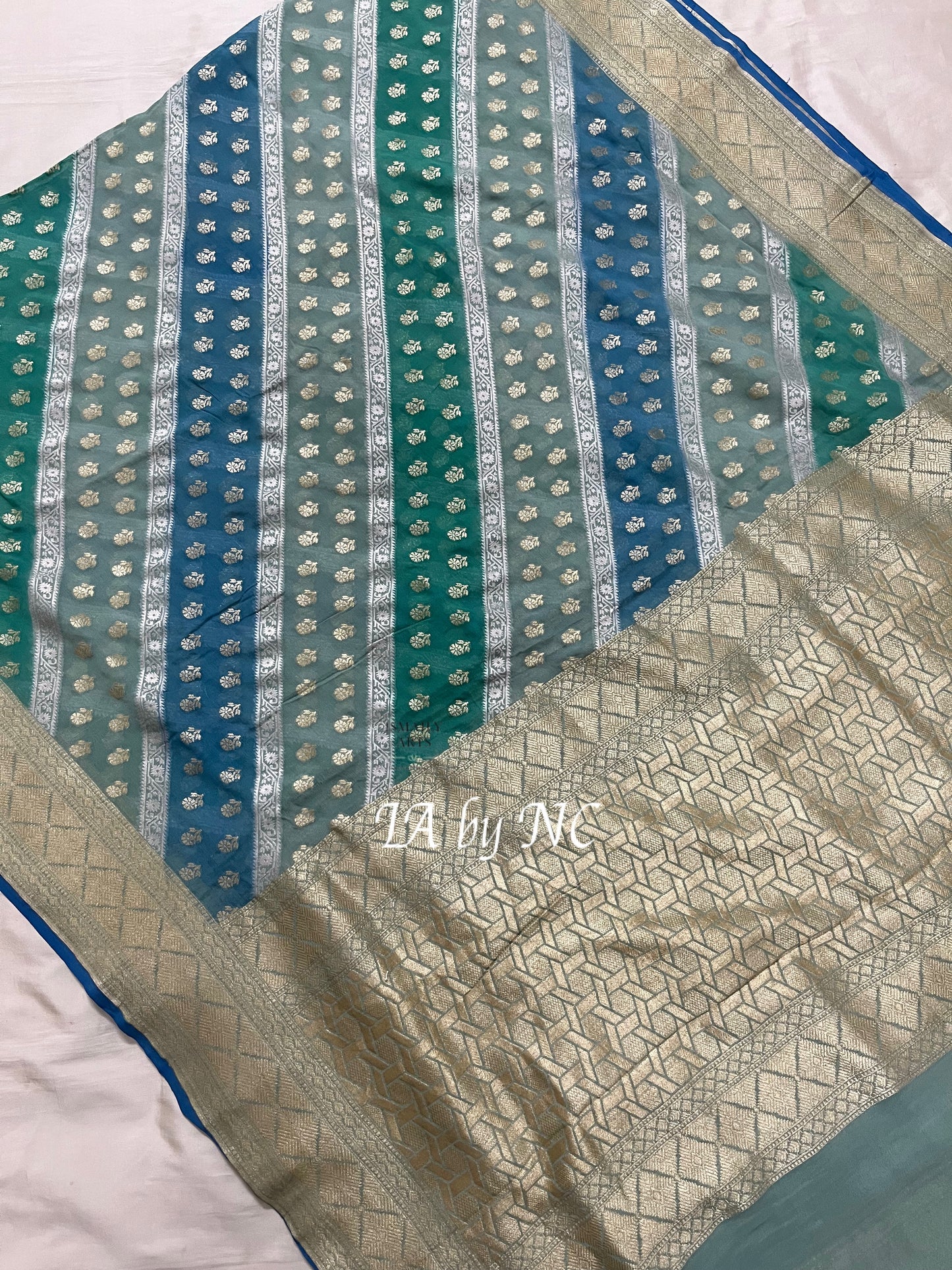 Sky Banarasi Pure Khaddi Georgette Saree