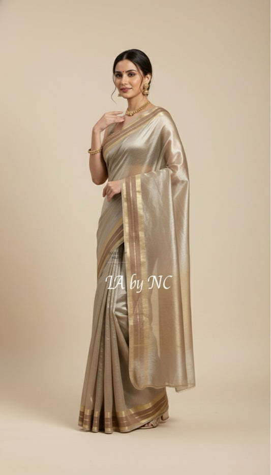 Caramel Banarasi Pure Tissue Silk Saree