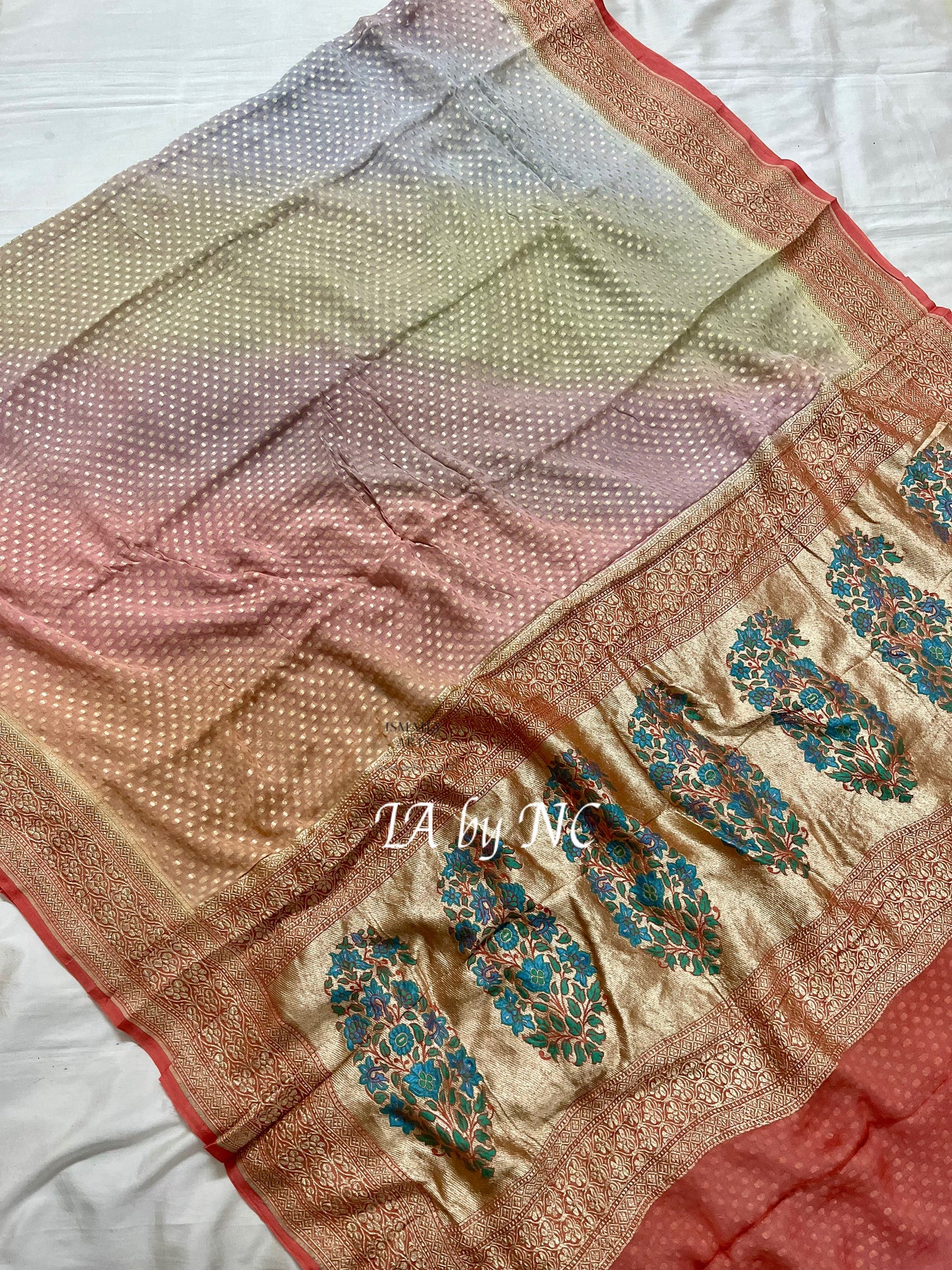 French Banarasi Pure Khaddi Georgette Saree