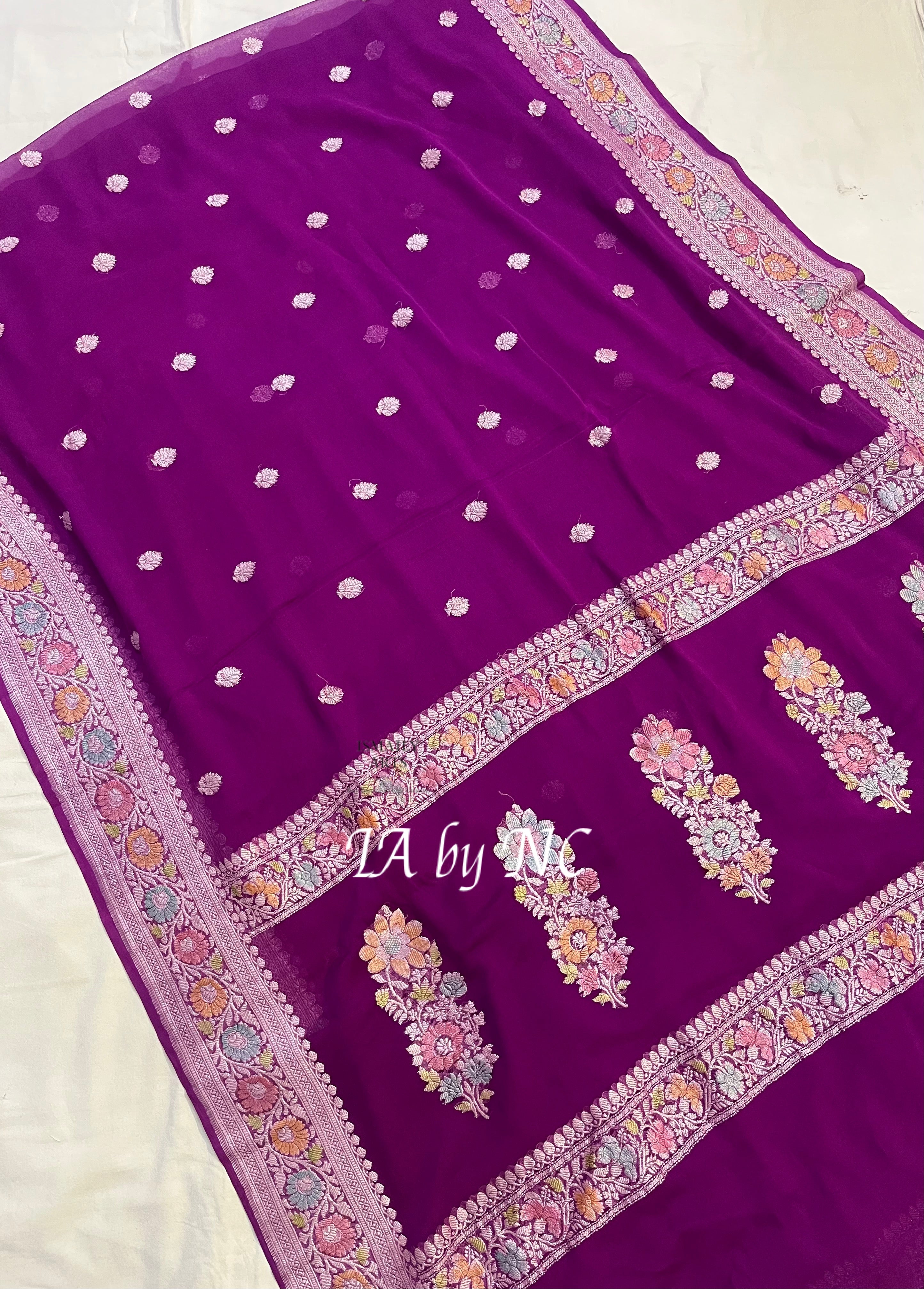 Lollipop Banarasi Pure Khaddi Georgette Kadwa Saree