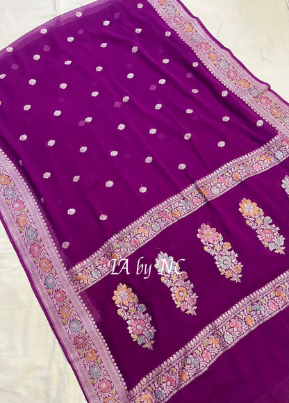 Lollipop Banarasi Pure Khaddi Georgette Kadwa Saree