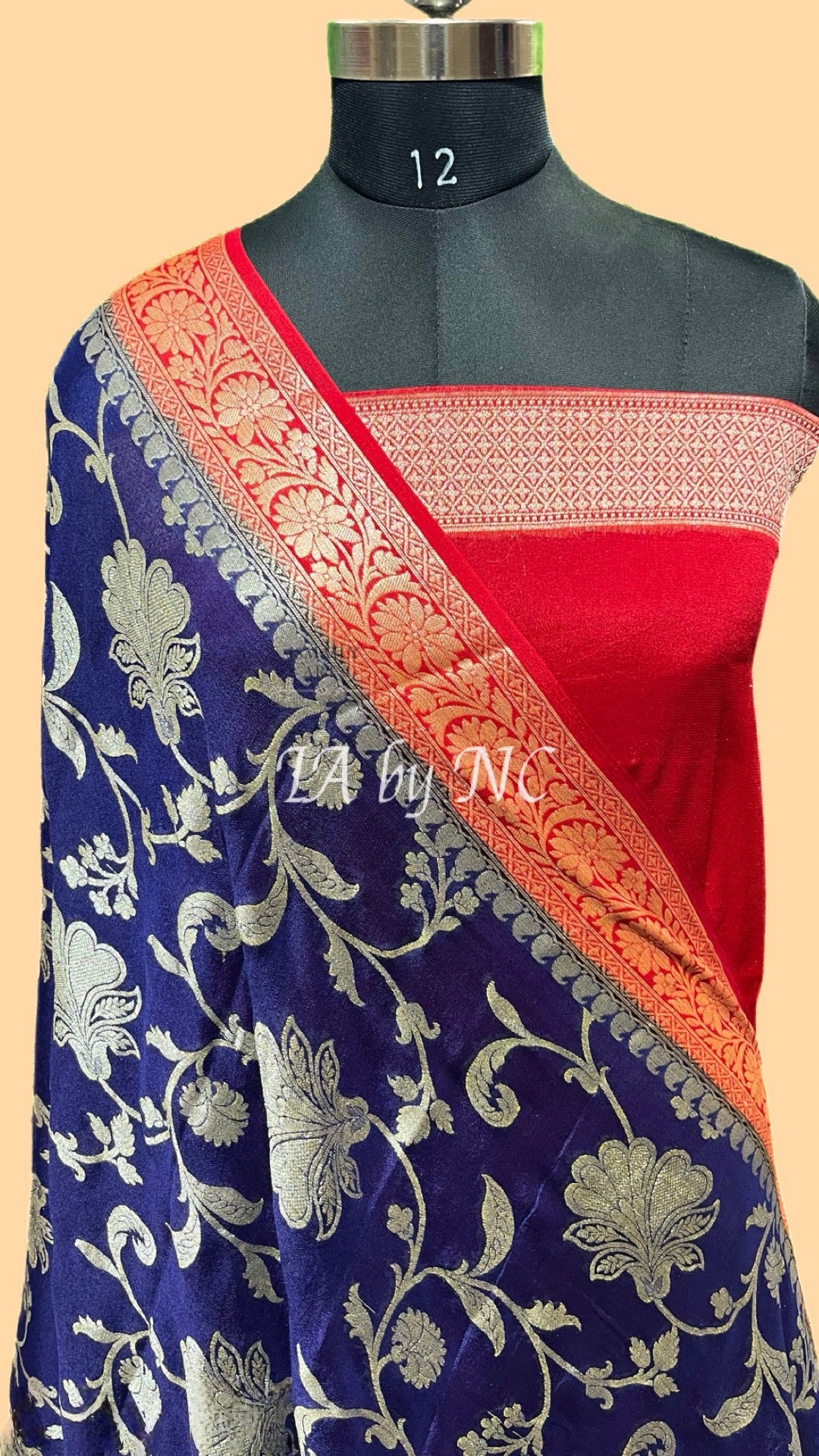 Navy Banarasi Pure Crepe Georgette Saree