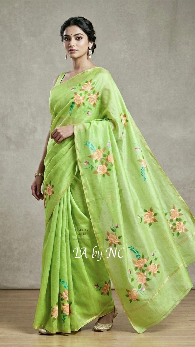 Tea Banarasi Pure Kora Organza Saree