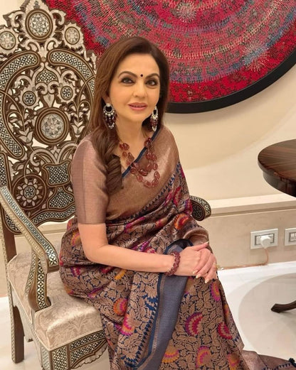 Nita Ambani’s Egyptian Banarasi Pure Katan Silk Meenakari Brocade Saree
