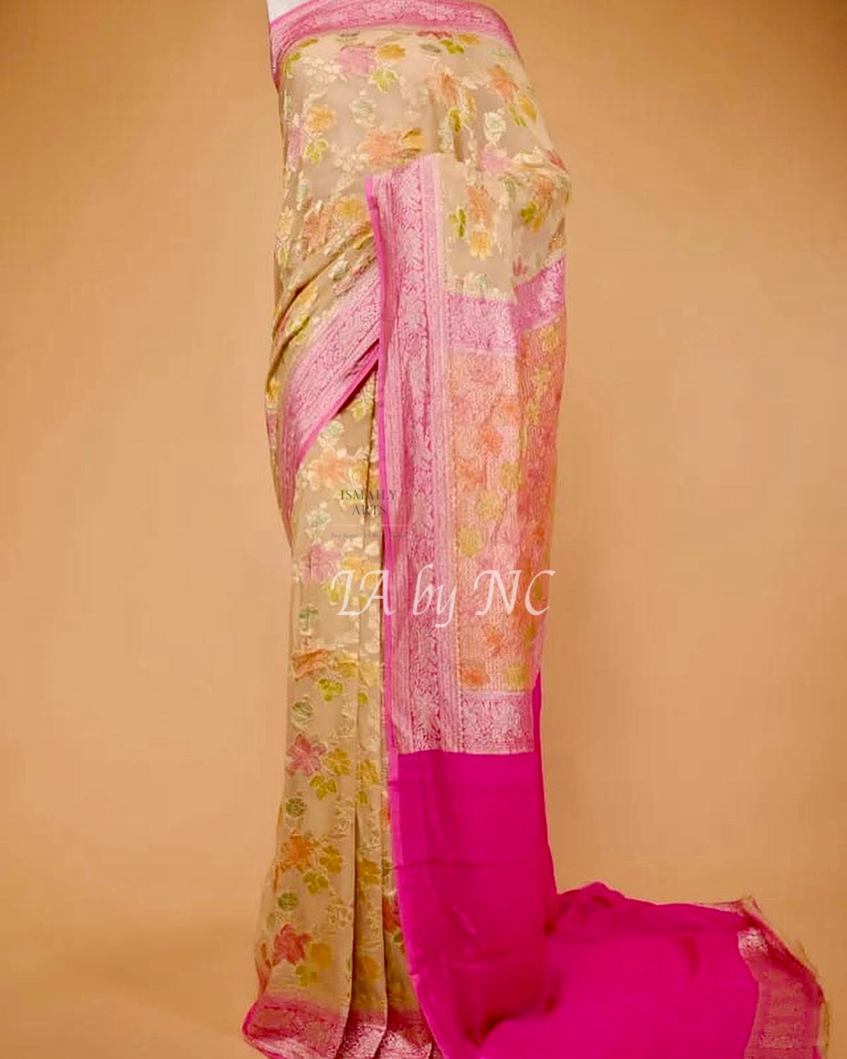 Beige Banarasi Pure Khaddi Georgette Saree