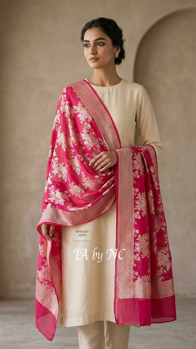 Ruby Banarasi Pure Khaddi Georgette Dupattau