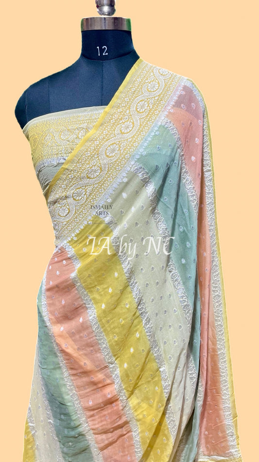 Yellow Banarasi Pure Khaddi Georgette Saree