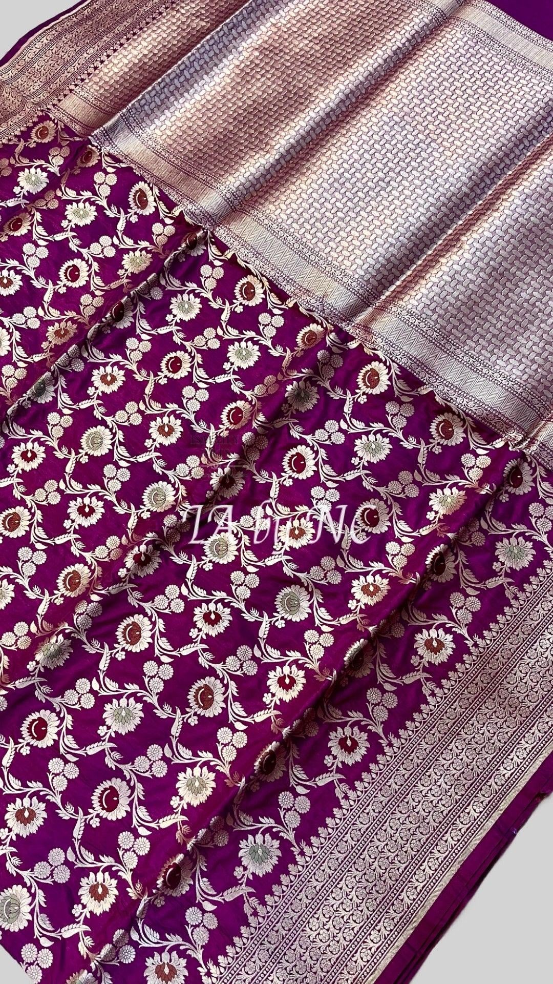 Byzantine Banarasi Pure Katan Silk Meenakari Pattu Saree