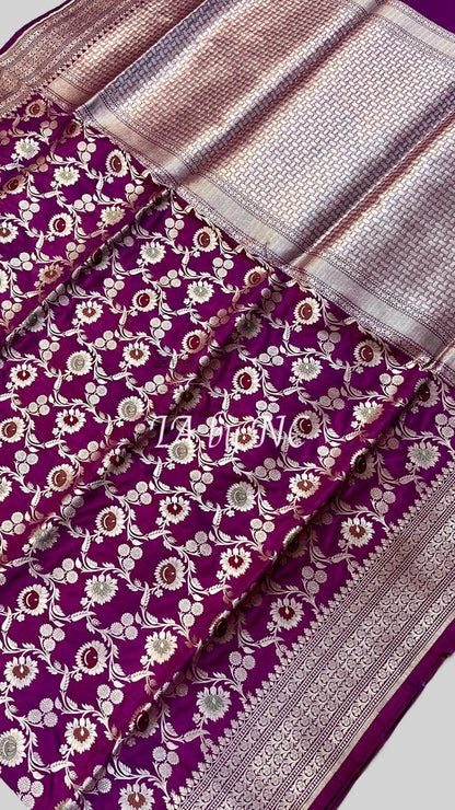 Byzantine Banarasi Pure Katan Silk Meenakari Pattu Saree
