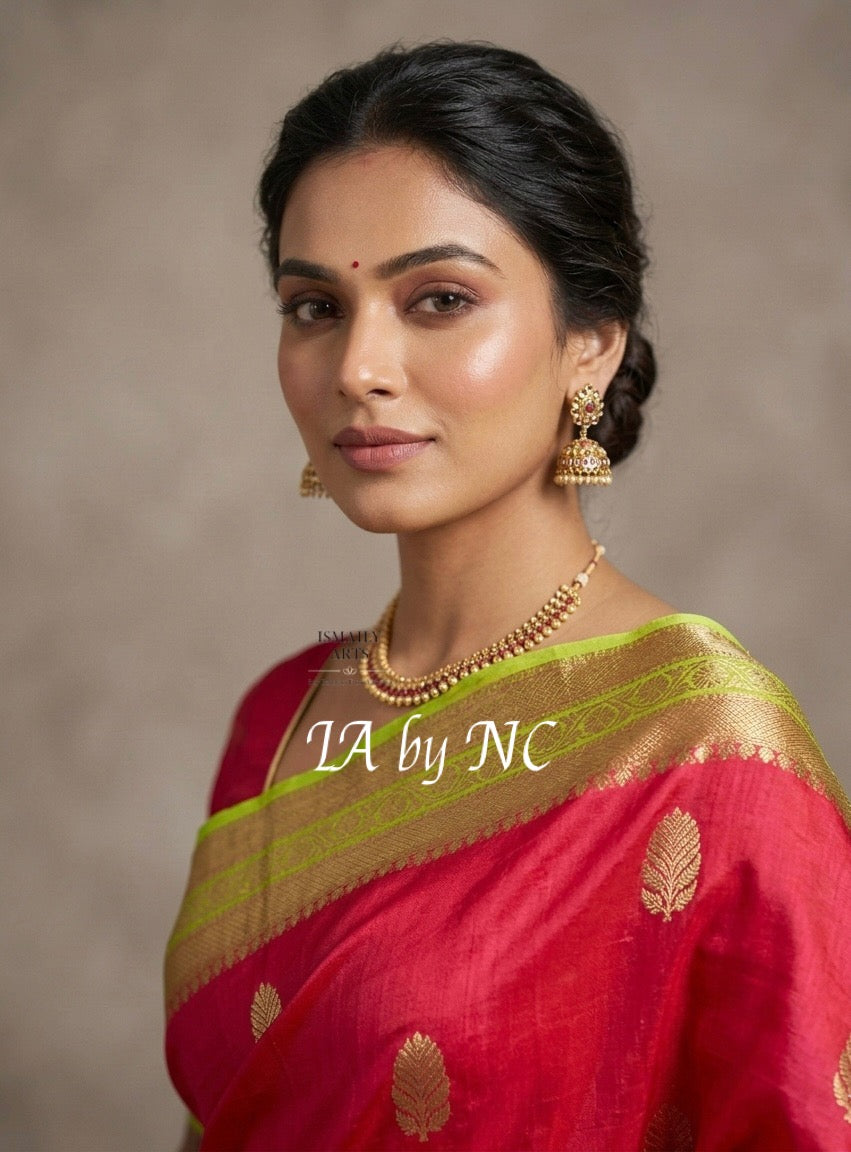 Crimson Banarasi Pure Kora Organza Kadwa Saree