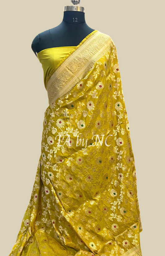 Cyber Banarasi Pure Katan Silk Meenakari Pattu Saree