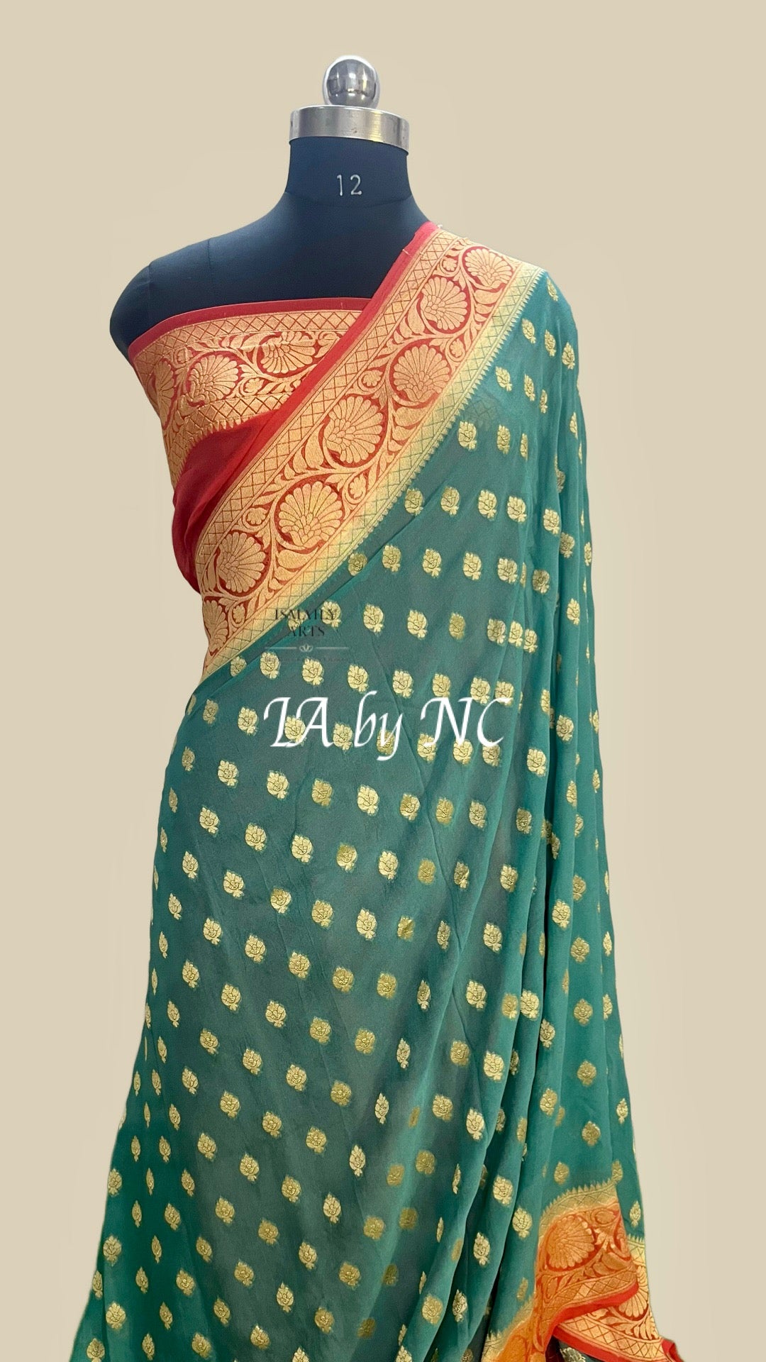 Pine Banarasi Pure Khaddi Georgette Saree