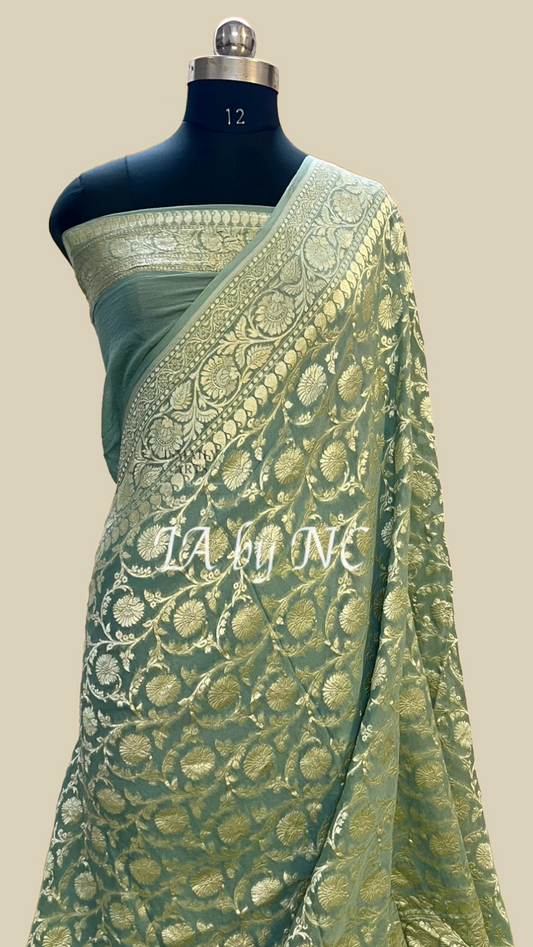 Beryl Banarasi Pure Khaddi Georgette Saree