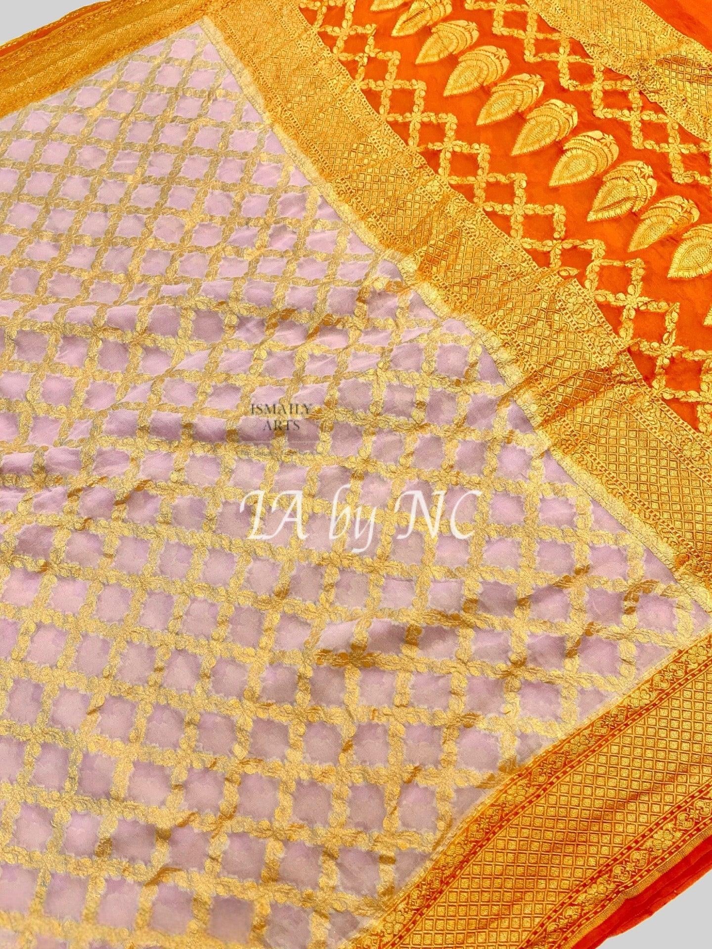 Carnation Banarasi Pure Khaddi Georgette Saree