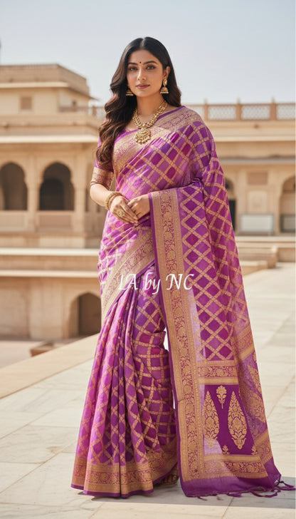 Mulberry Banarasi Pure Khaddi Georgette Saree