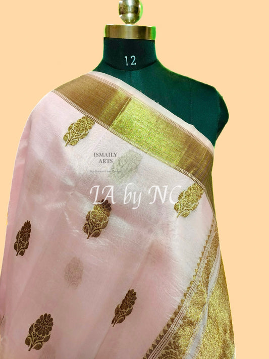 Baby Banarasi Pure Kora Organza Kadwa Saree