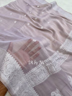 Natural Banarasi Pure Khaddi Tissue Georgette Kadwa Saree