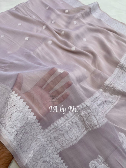 Natural Banarasi Pure Khaddi Tissue Georgette Kadwa Saree