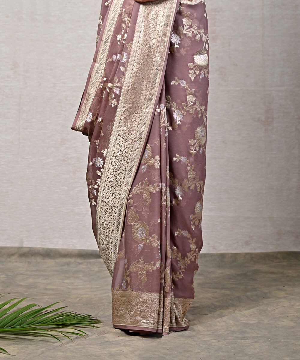 Reddish Banarasi Pure Khaddi Georgette Sona Rupa Saree