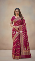 Mulberry Banarasi Pure Khaddi Georgette Saree