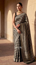 Black Banarasi Pure Khaddi Georgette Saree