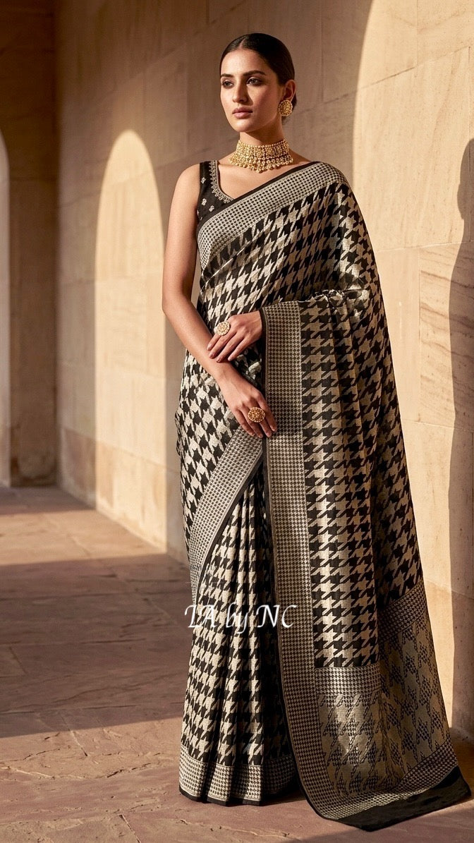 Black Banarasi Pure Khaddi Georgette Saree