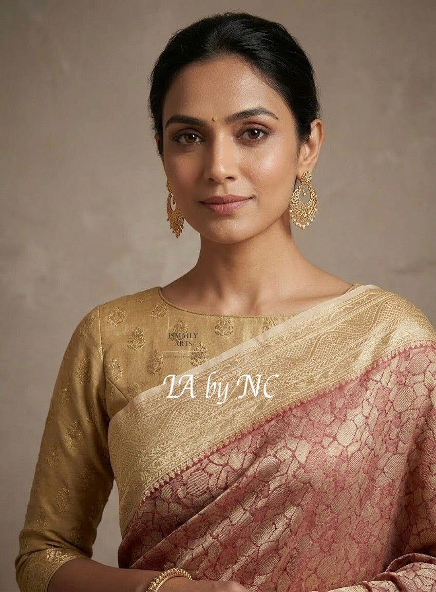 Carmine Banarasi Pure Khaddi Georgette Brocade Saree