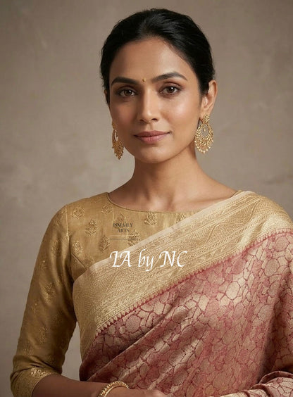 Carmine Banarasi Pure Khaddi Georgette Brocade Saree