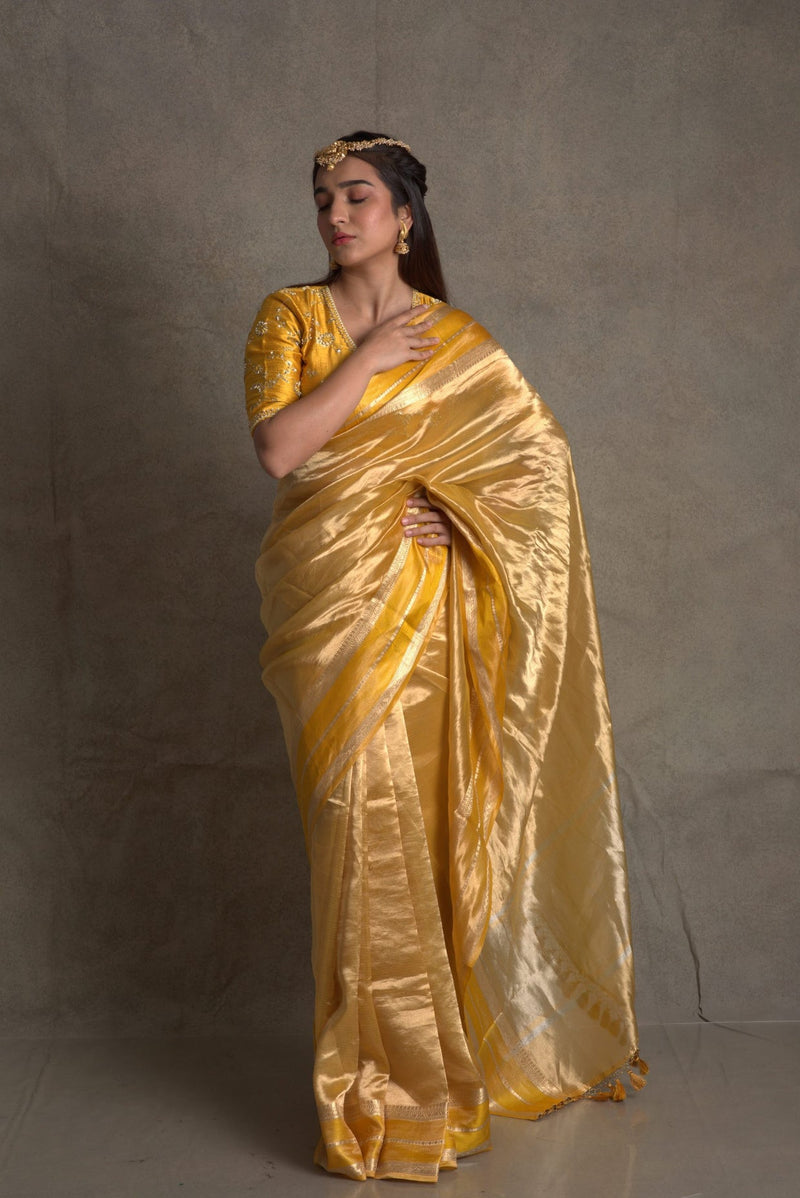 Tuscany Banarasi Pure Tissue Silk Saree - Double Katan Border