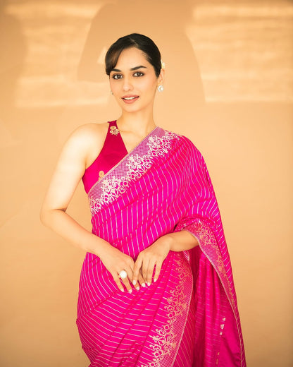 Manushi Chhillar Inspired Banarasi Blend Katan Silk Saree
