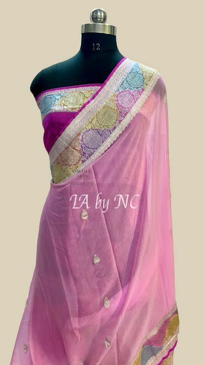 Taffy Banarasi Pure Khaddi Georgette Kadwa Saree