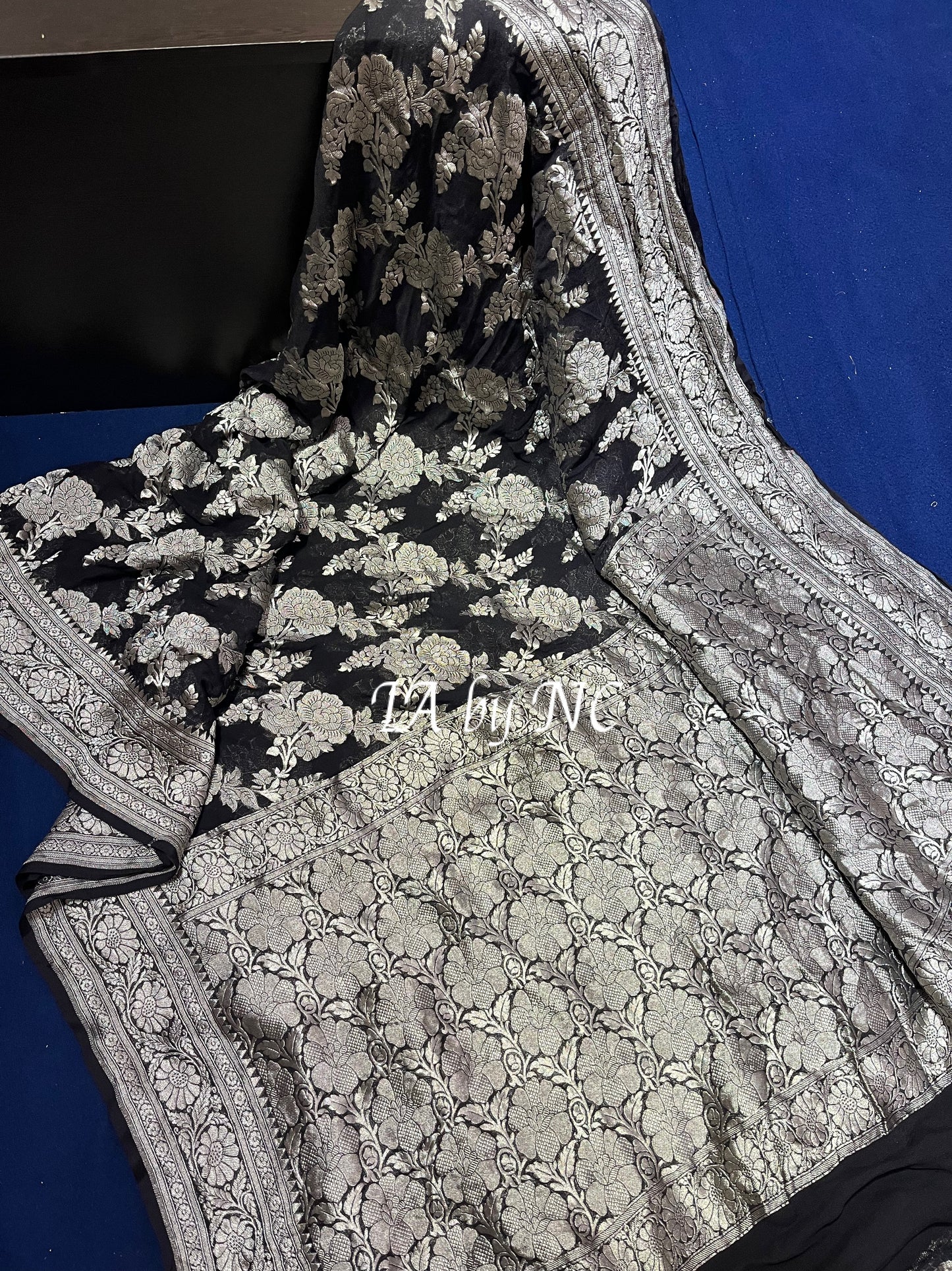 Black Banarasi Pure Khaddi Georgette Saree