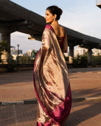 Barn Banarasi Pure Tissue Silk Saree - Satin Border