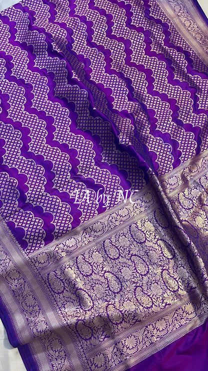 Grape Banarasi Pure Katan Silk Pattu Saree
