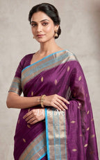 Byzantine Banarasi Pure Kora Organza Kadwa Saree