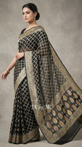 Black Banarasi Pure Khaddi Georgette Saree