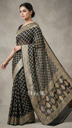 Black Banarasi Pure Khaddi Georgette Saree