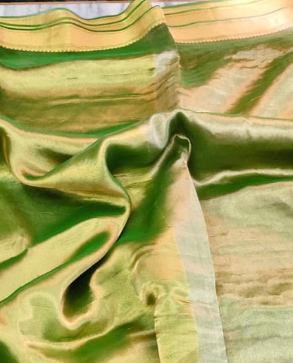 Green Banarasi Pure Tissue Silk Saree