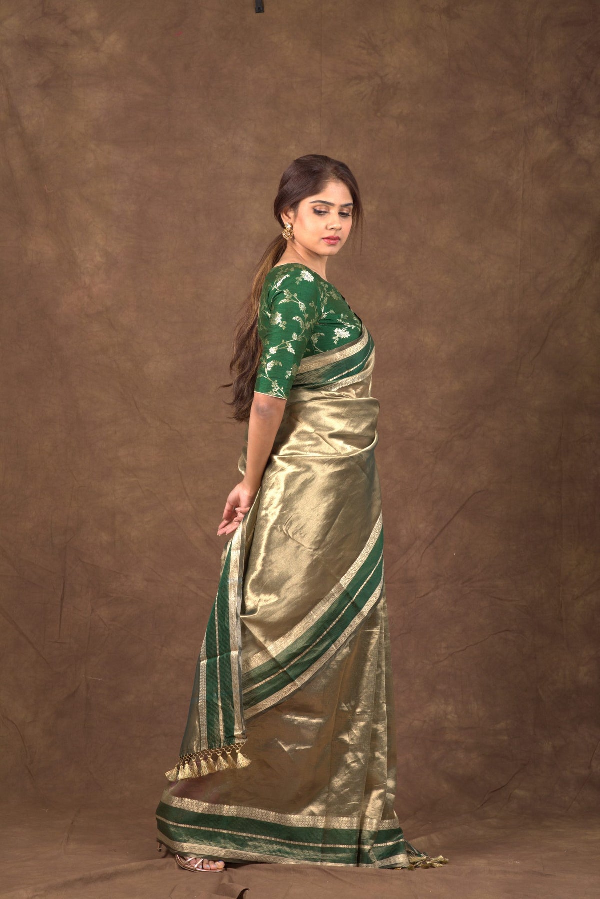 Sacramento Banarasi Pure Tissue Silk Saree - Double Katan Border