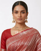 Crimson Banarasi Pure Munga Silk Brocade Saree