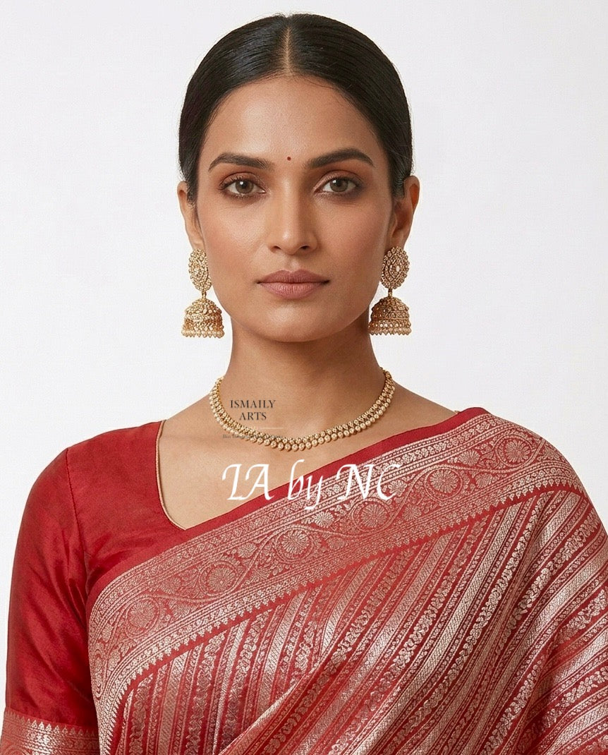 Crimson Banarasi Pure Munga Silk Brocade Saree