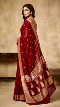 Carmine Banarasi Pure Khaddi Georgette Kadwa Saree