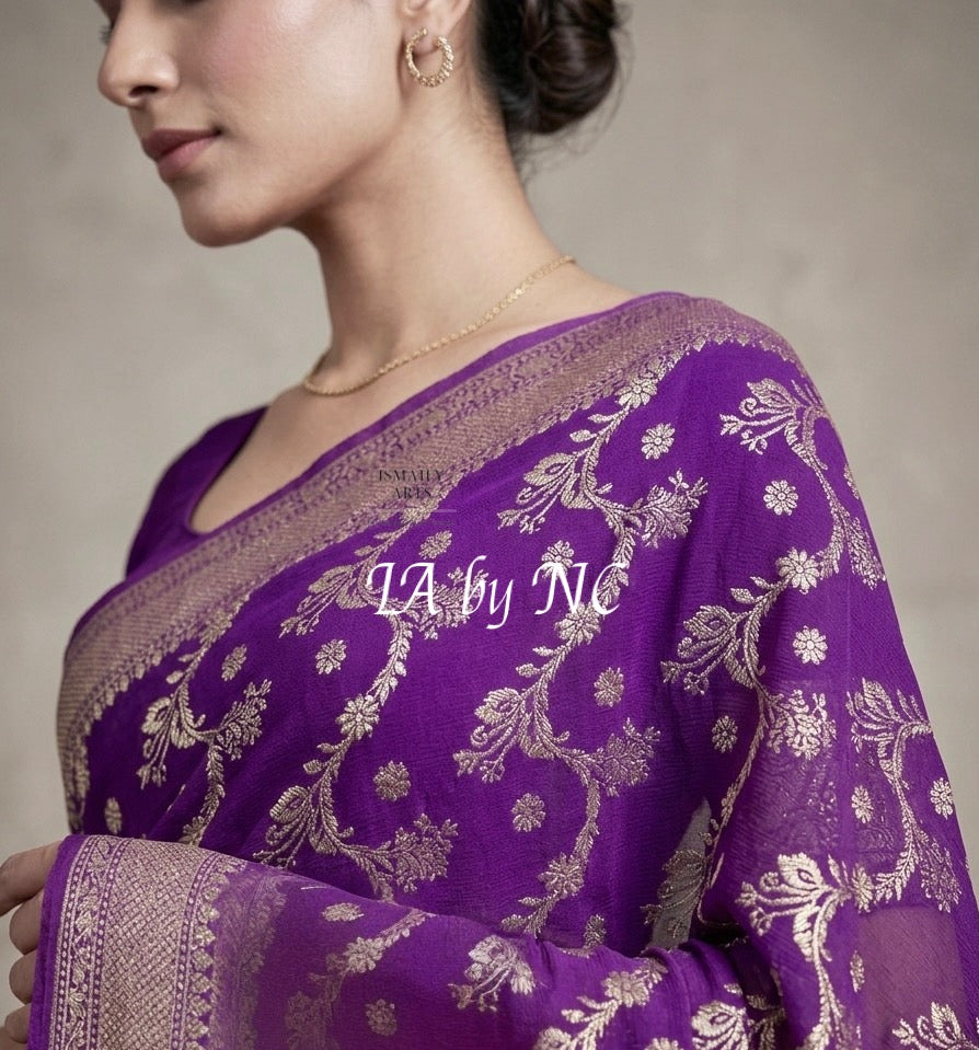 Lollipop Banarasi Pure Khaddi Georgette Saree