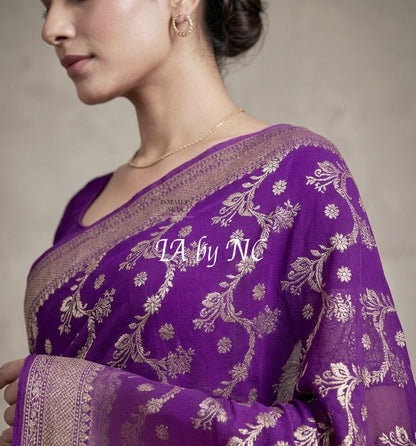 Lollipop Banarasi Pure Khaddi Georgette Saree
