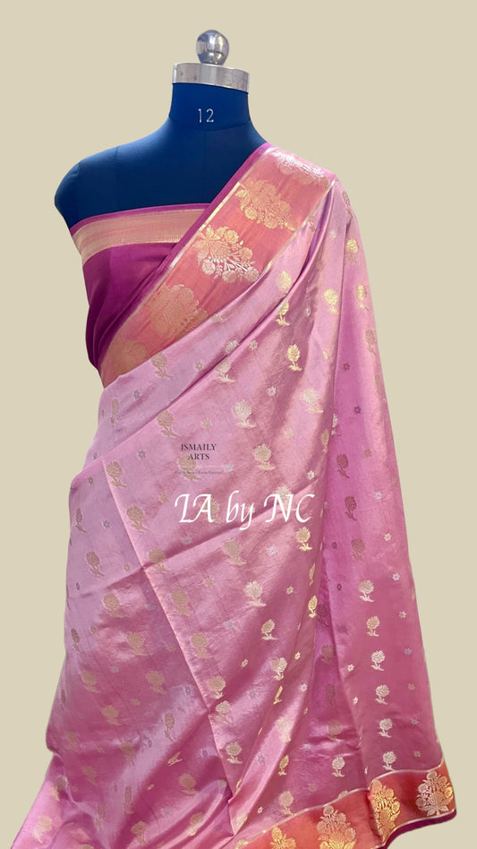 Mulberry Banarasi Pure Katan Silk Raw Mango Saree