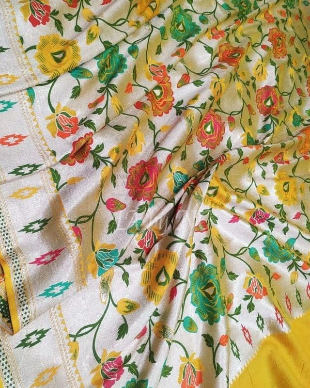 Bumblebee Banarasi Pure Khaddi Tussar Georgette Brocade Saree